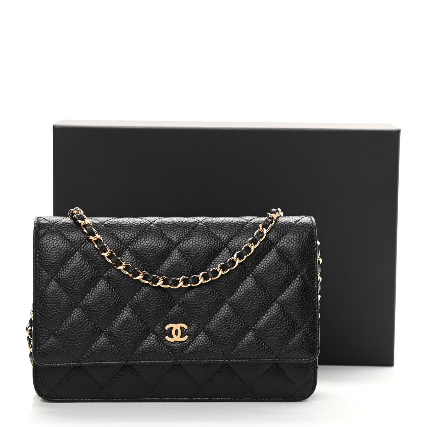 Caviar Quilted Wallet On Chain WOC Black