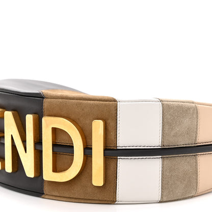 Fendi Vitello Seta Goatskin Suede Rainbow Inlay Small Fendigraphy Hobo Bag Grigio Multicolor Ebano 10 of 10