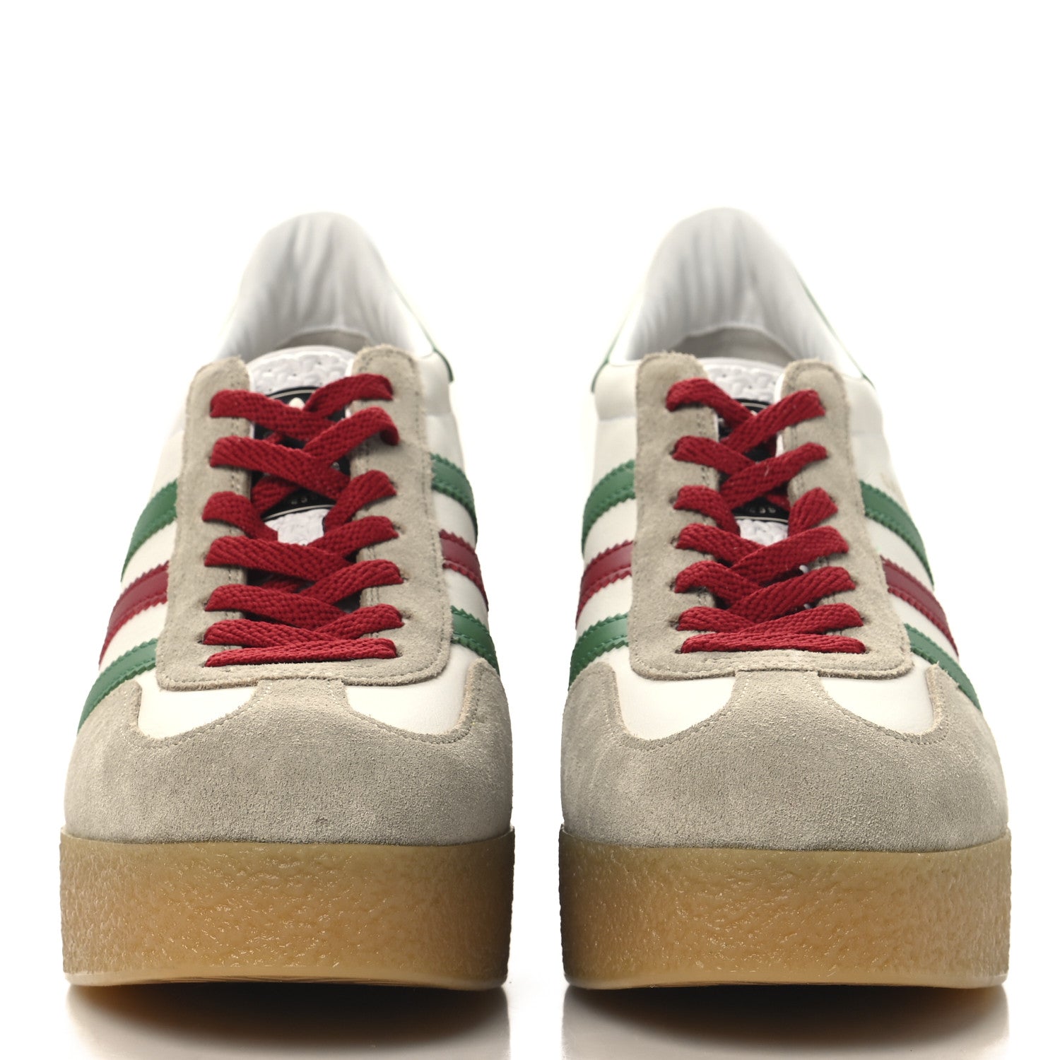 Gucci X ADIDAS Suede Madeira Gazelle Wedge Sneakers 40.5 Oatmeal White New Shamarock Hibiscus Red 3 of 10