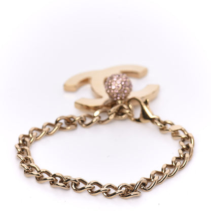 Chanel Crystal Bead Chain CC Bracelet Gold Pink 3 of 7
