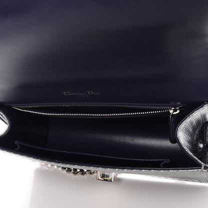Christian Dior Metallic Patent Micro-Cannage Gradient Medium Diorama Flap Bag Silver Blue 5 of 9