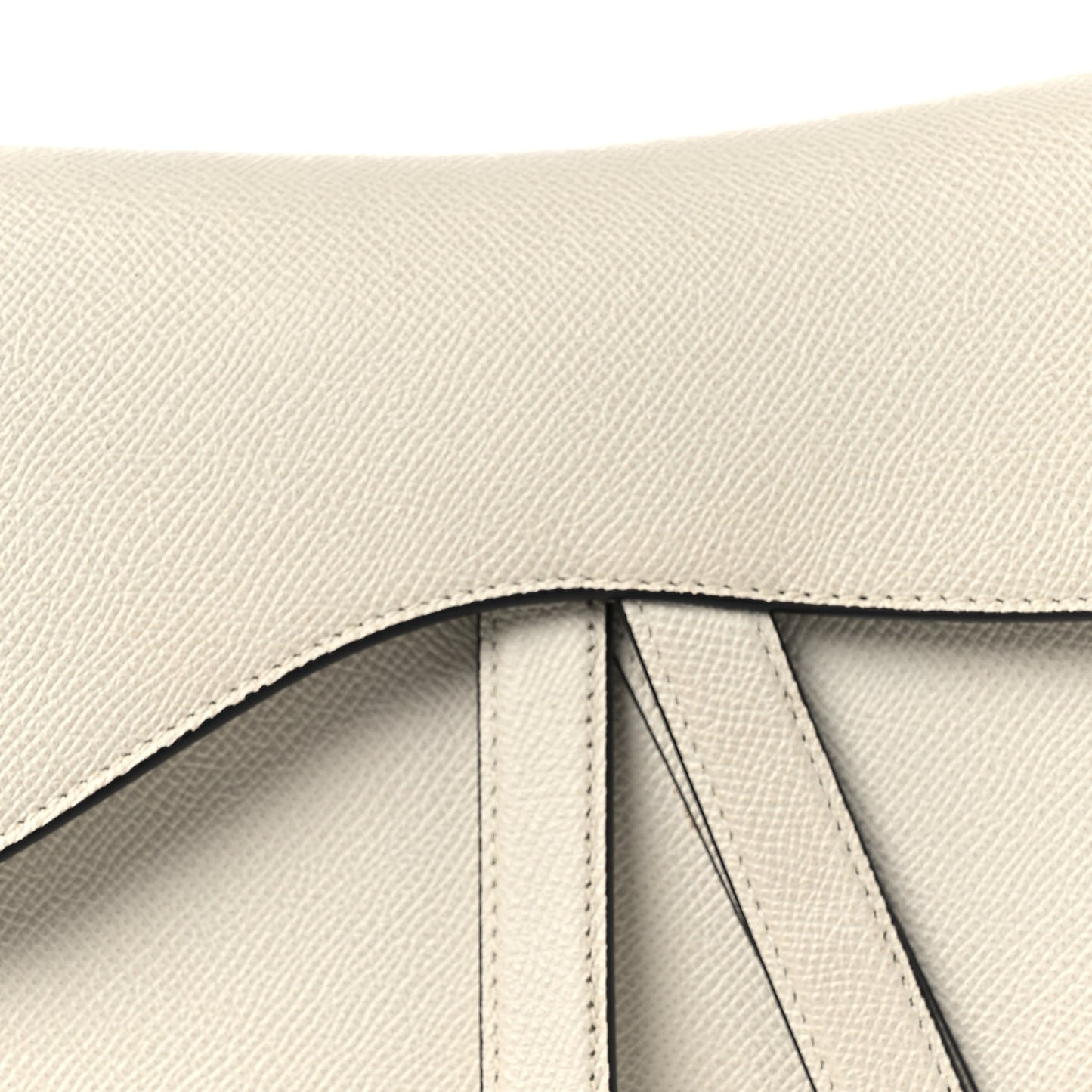 Grained Calfskin Saddle Bag White