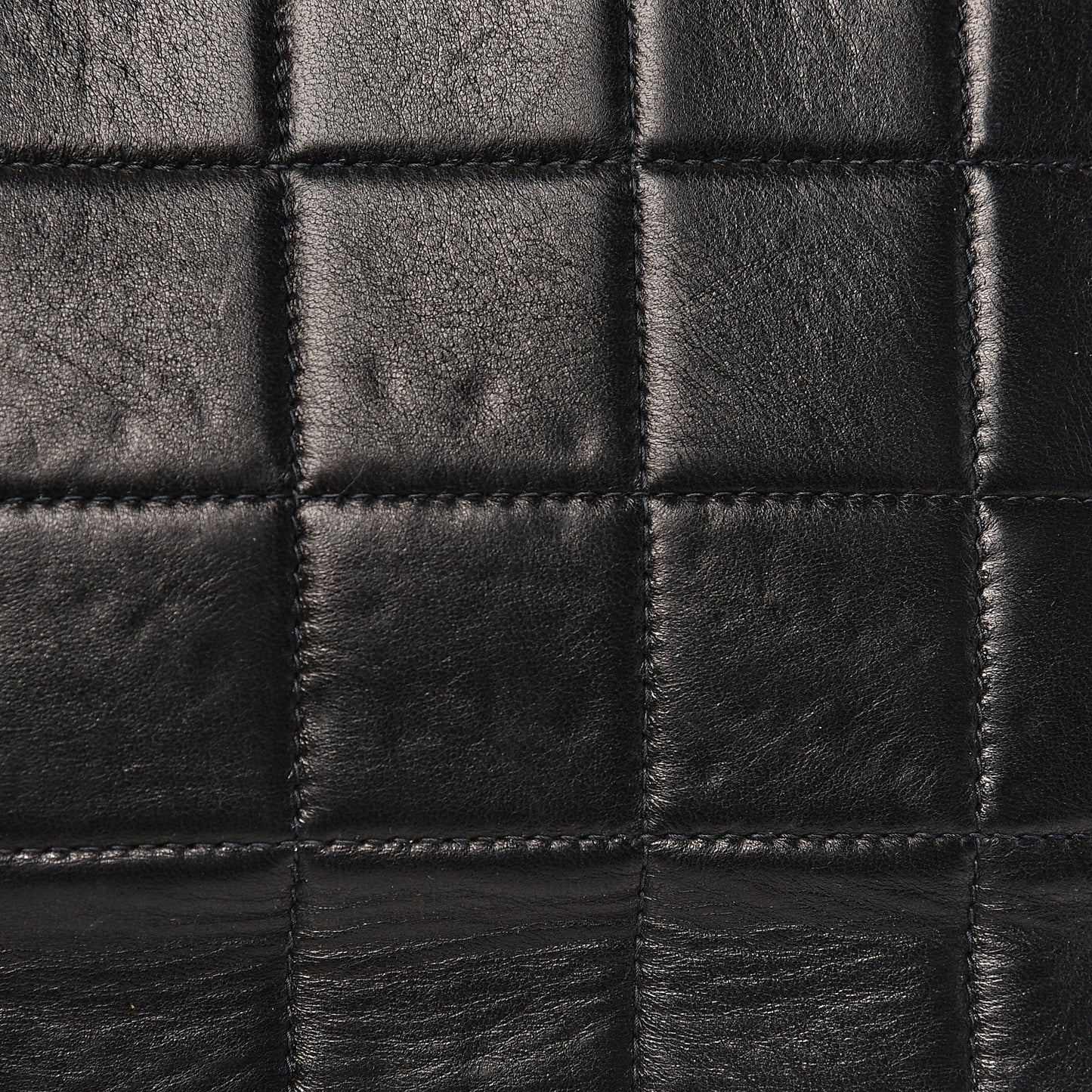 Lambskin Chocolate Bar Pearl Chain Flap Black