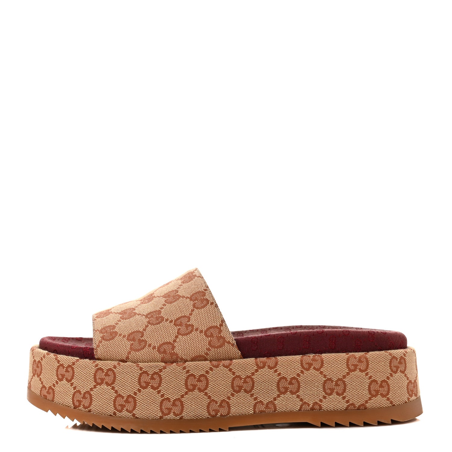 Gucci Canvas GG Monogram Angelina Platform Slide Sandals 39.5 Beige Ruggine 1 of 9