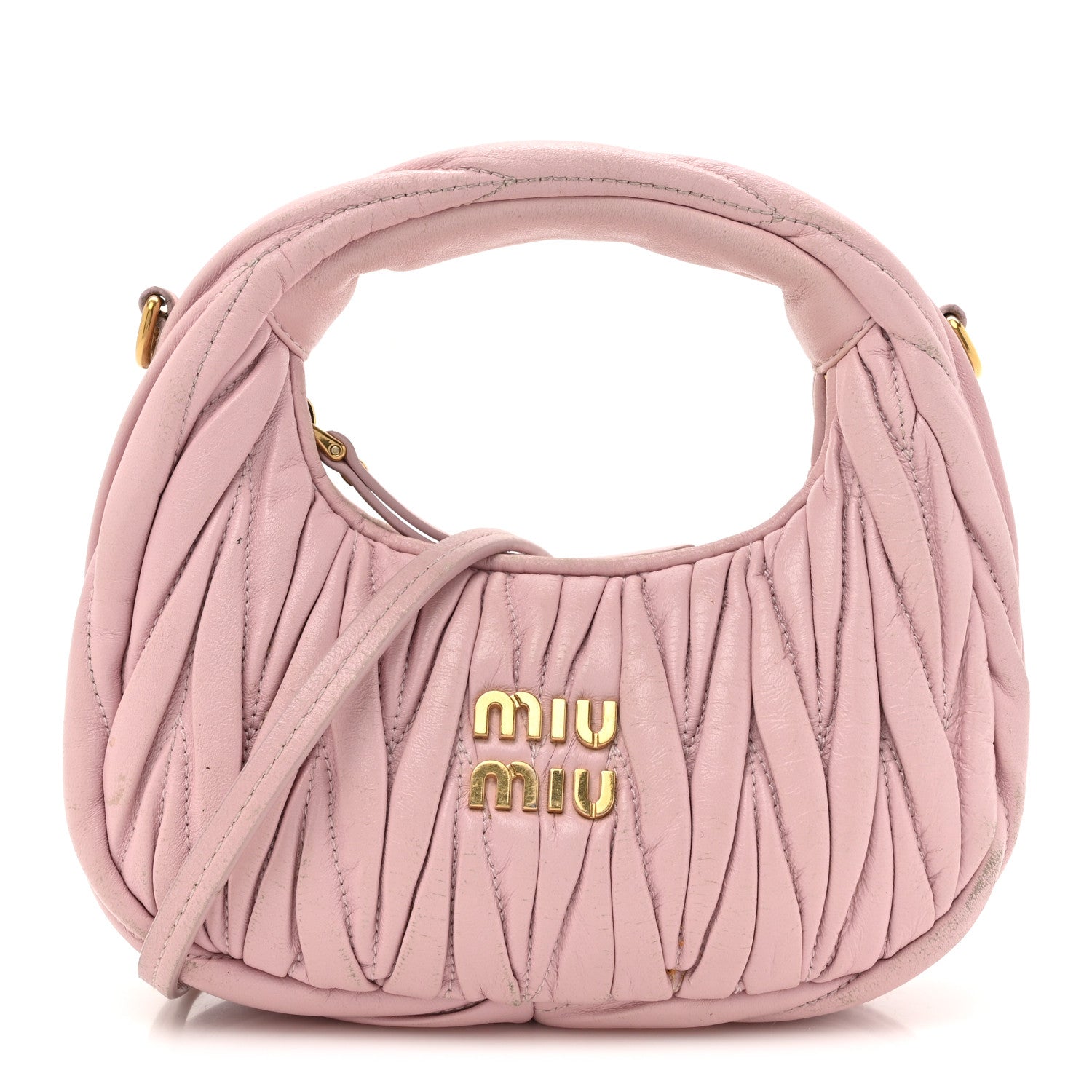 Miu Miu Nappa Matelasse Mini Wander Hobo Alabaster Pink 1 of 13