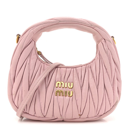 Miu Miu Nappa Matelasse Mini Wander Hobo Alabaster Pink 1 of 13