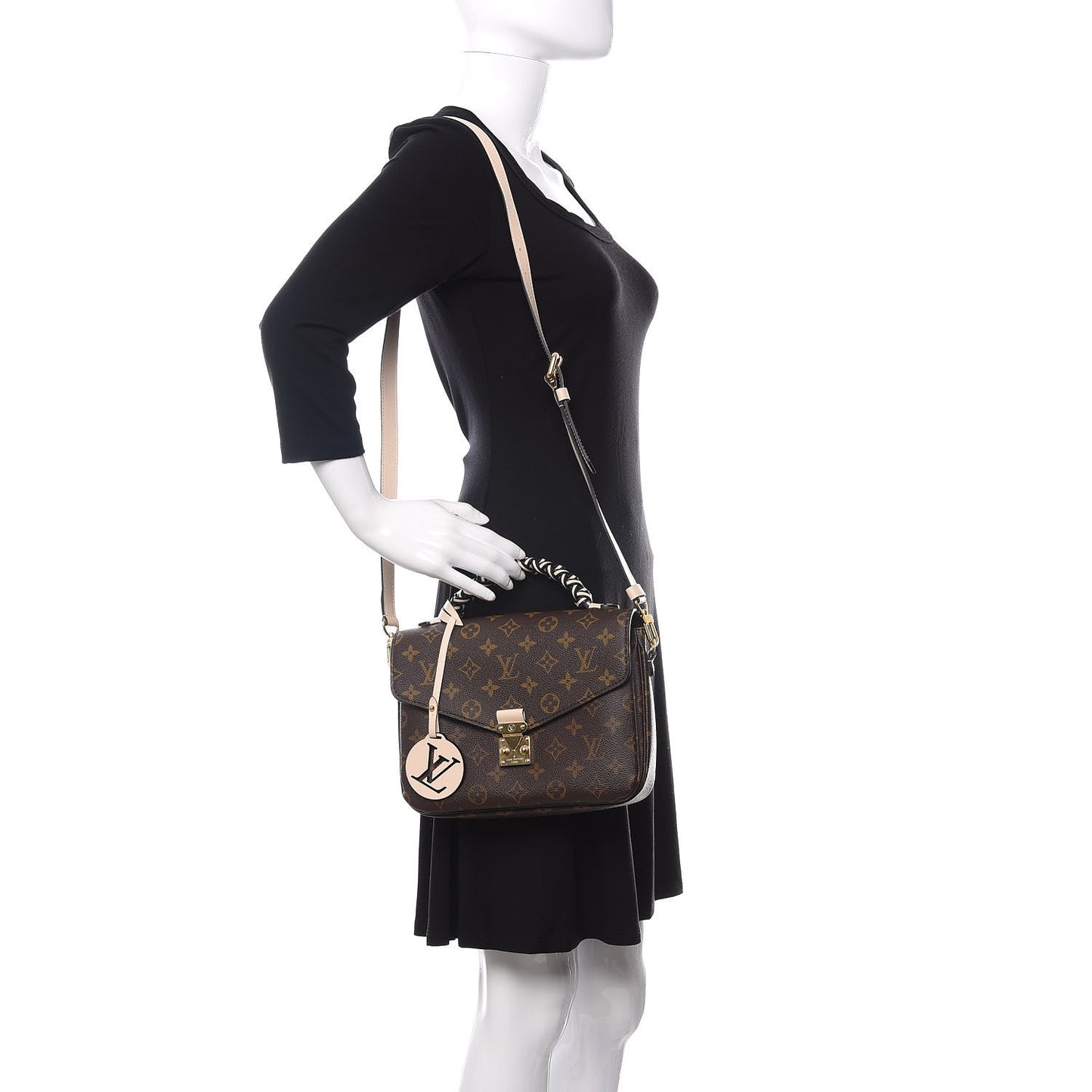 Monogram Braided Pochette Metis Creme Beige