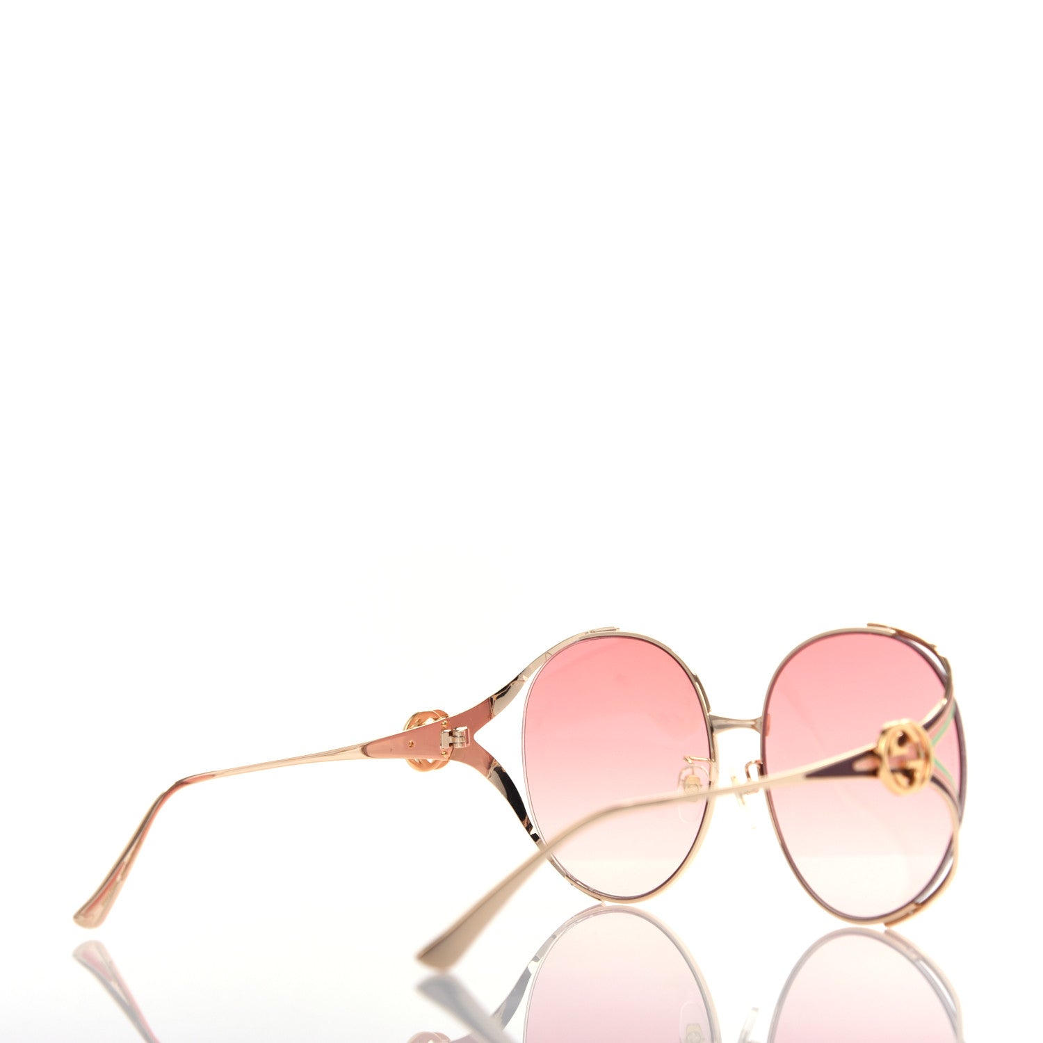 Gucci Metal Oversized Round Frame GG0225S Sunglasses Gold 4 of 8