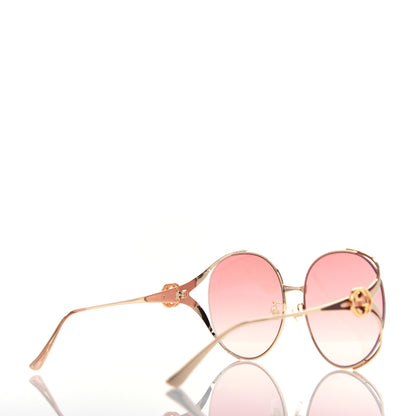 Gucci Metal Oversized Round Frame GG0225S Sunglasses Gold 4 of 8
