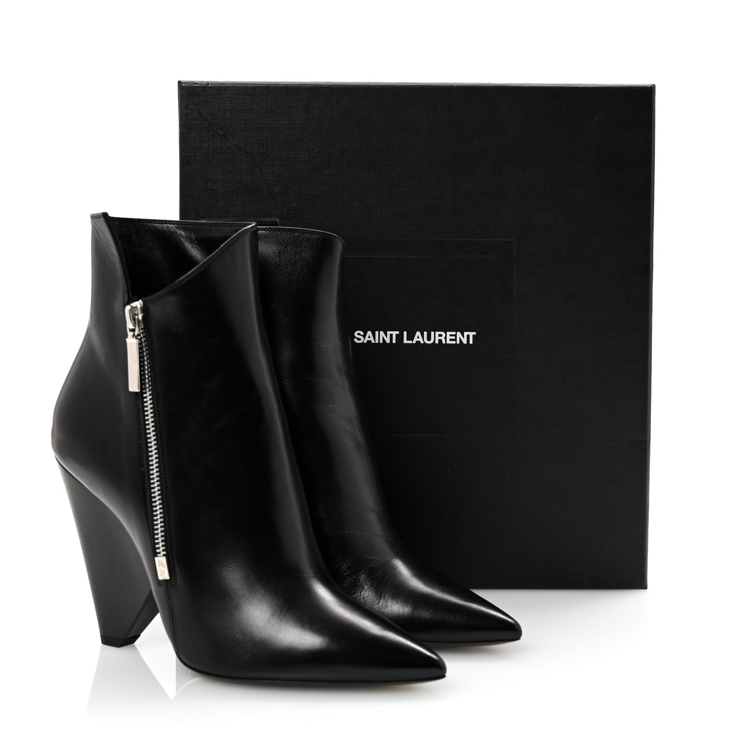 Saint Laurent Calfskin Niki 85 Wedge Booties 39.5 Black 10 of 10