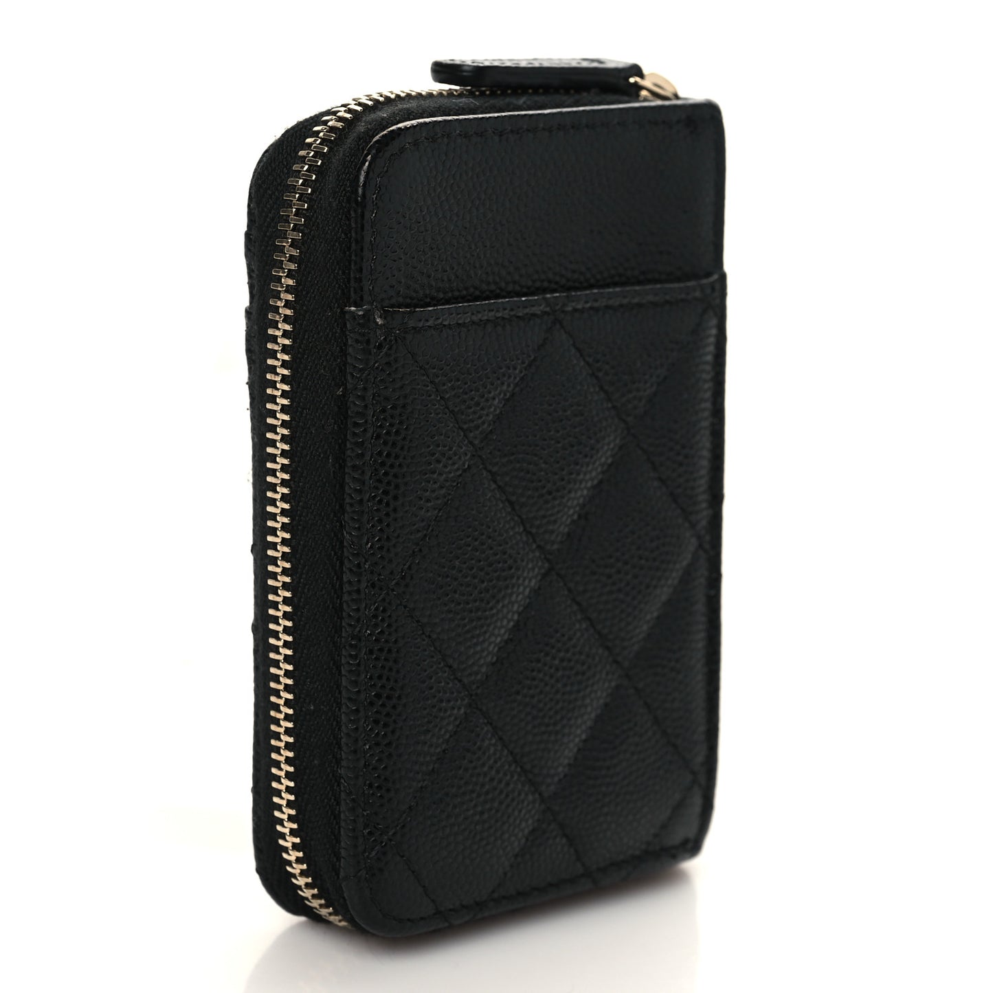 Caviar Quilted Zip Card Holder Black