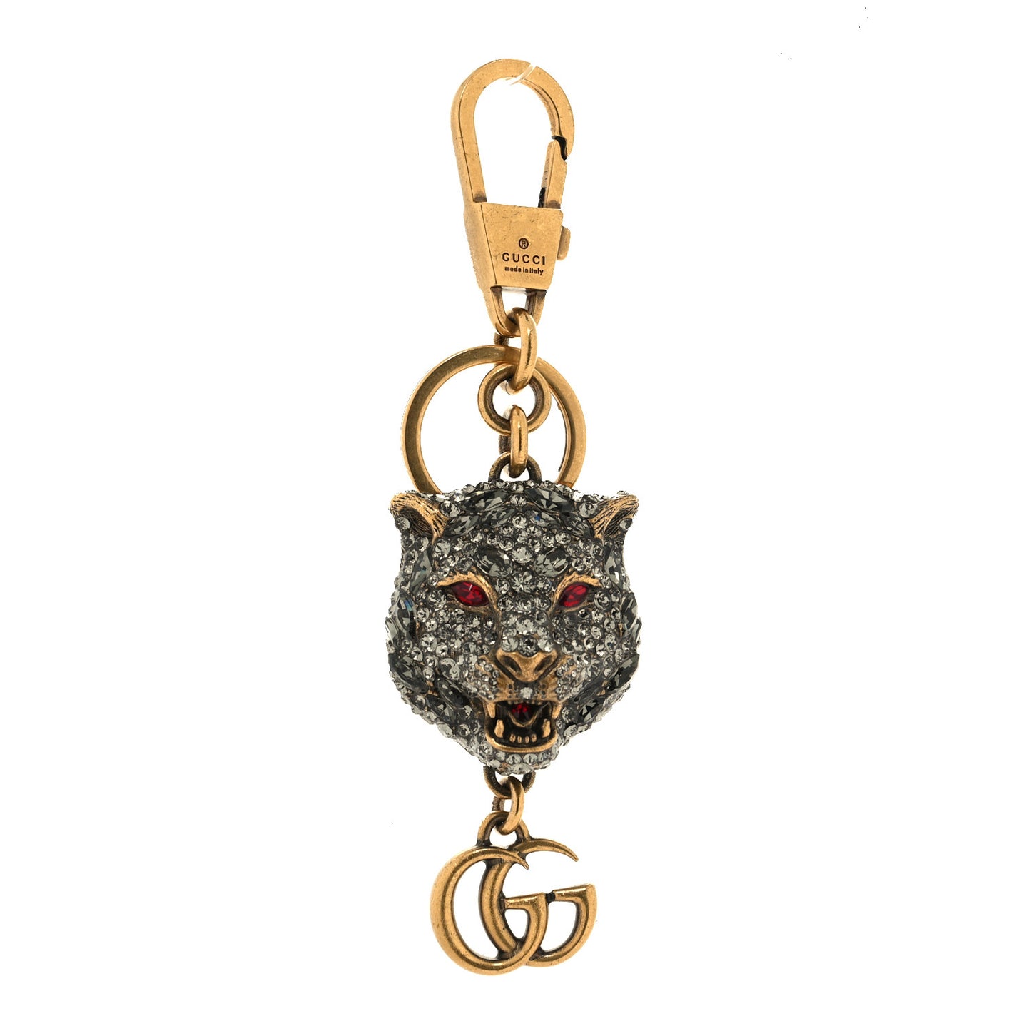 Metal Crystal Feline Key Charm