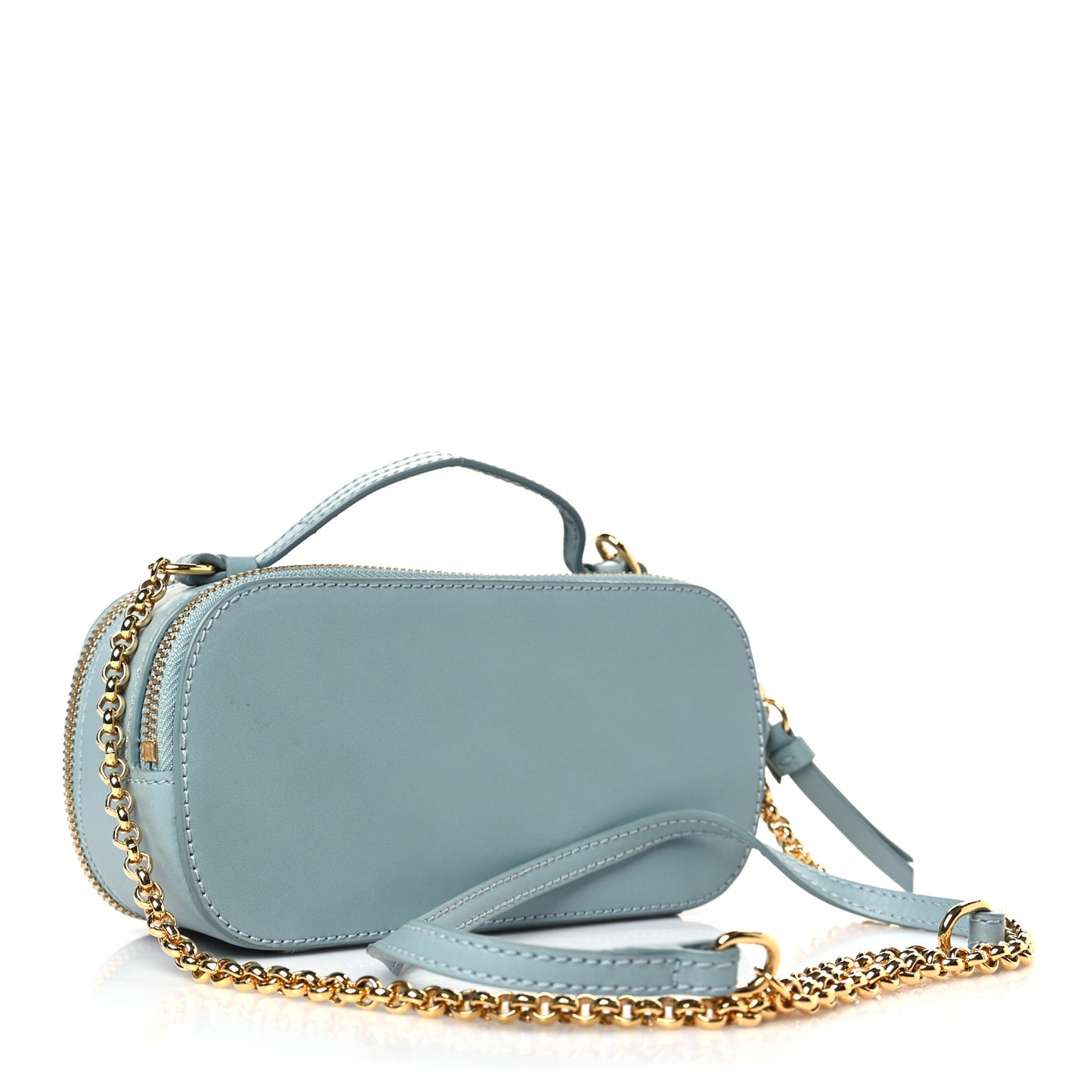 Shiny Calfskin Mini Vanity C Bag Faded Blue