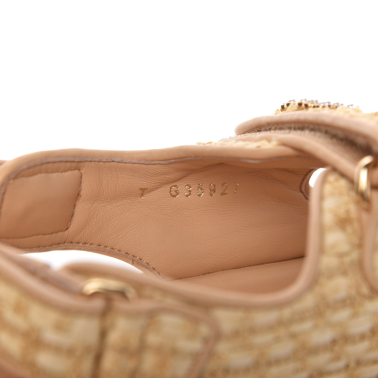 Braided Fabric Velcro Dad Sandals 38 Beige