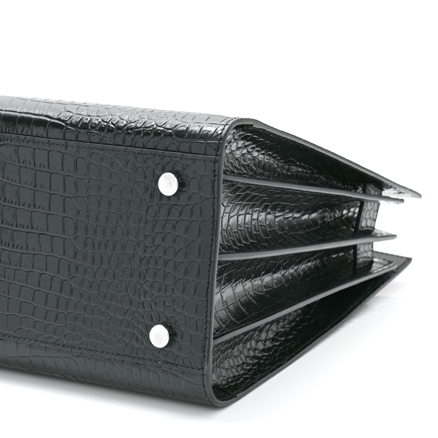 Saint Laurent Patent Crocodile Embossed Small Sac de Jour Dark Green 11 of 11