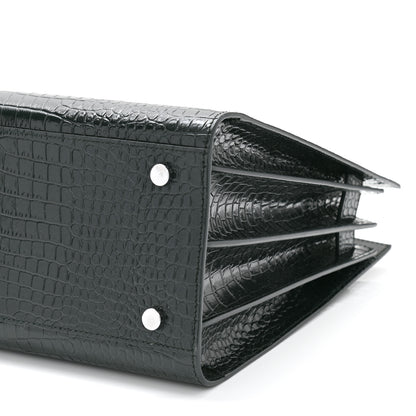 Saint Laurent Patent Crocodile Embossed Small Sac de Jour Dark Green 11 of 11