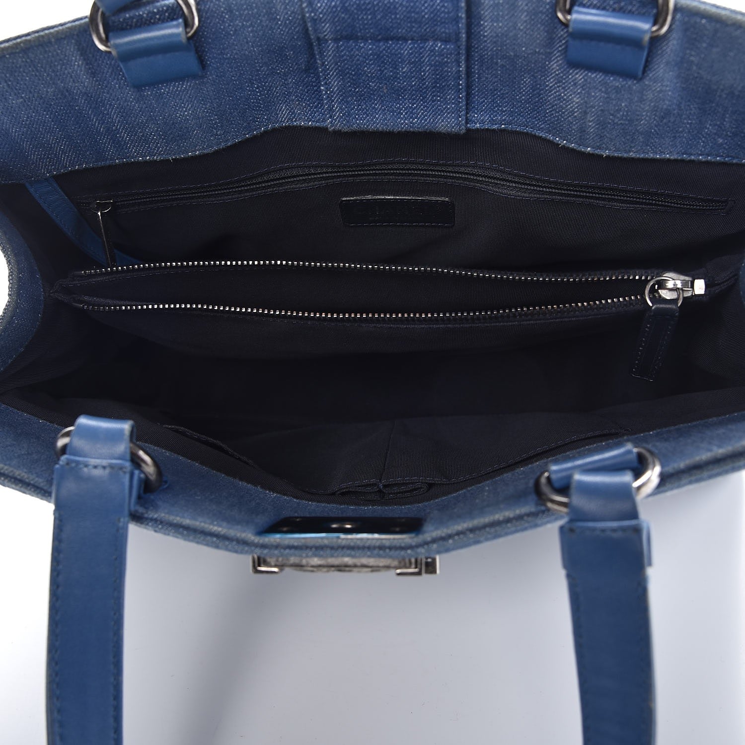Chanel Denim Chevron Quilted Large Boy Shopping Tote Light Blue 5 of 17