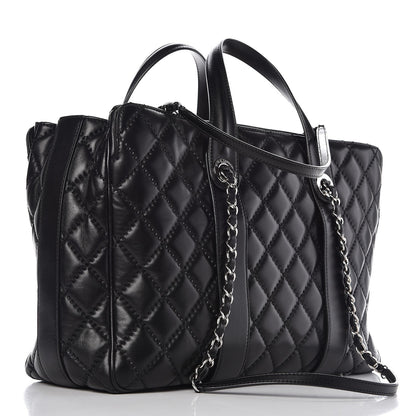 Chanel Lambskin Quilted Large Easy Carry Shopping Tote Black 4 of 12