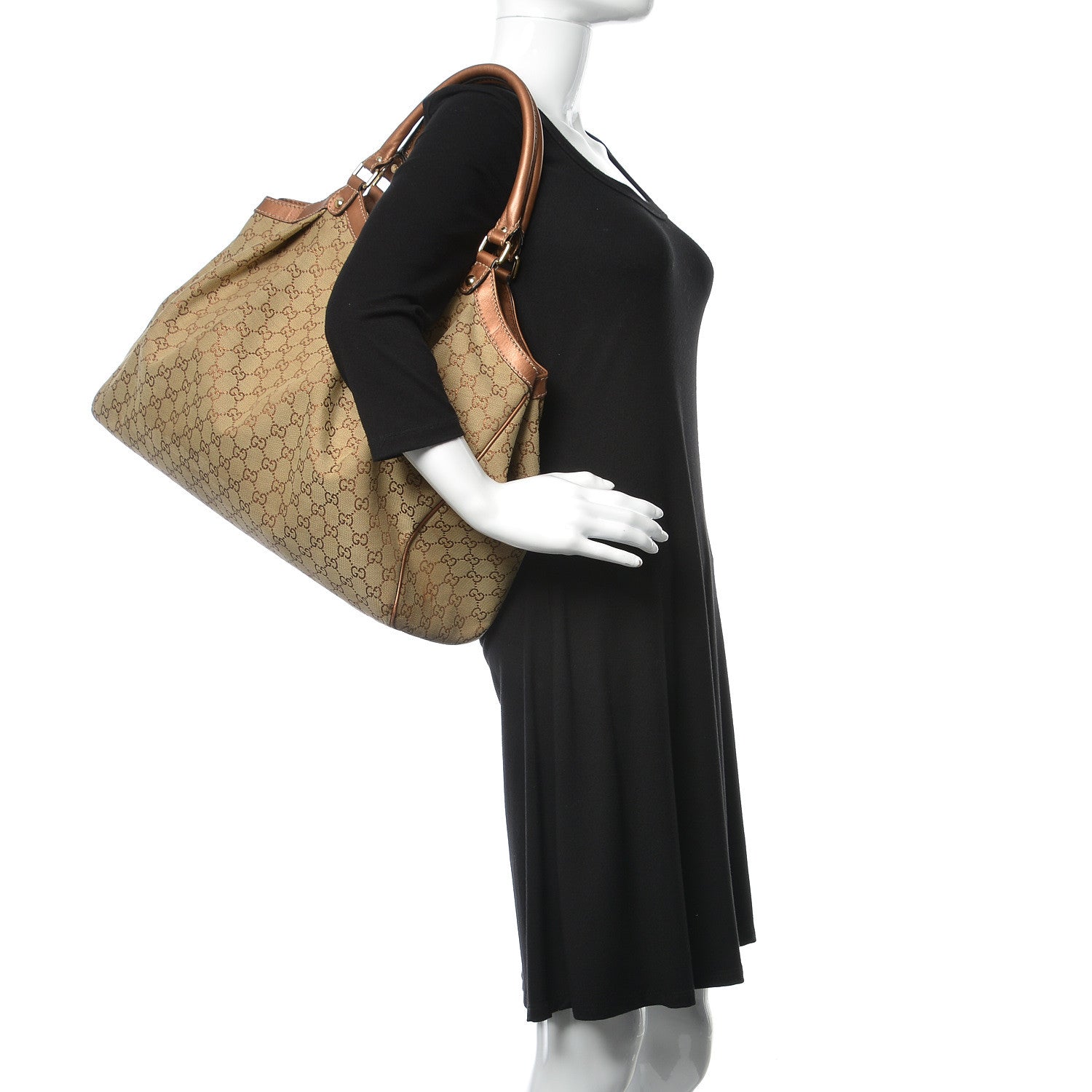 Gucci Metallic Monogram Large Sukey Tote Bronze 2 of 28