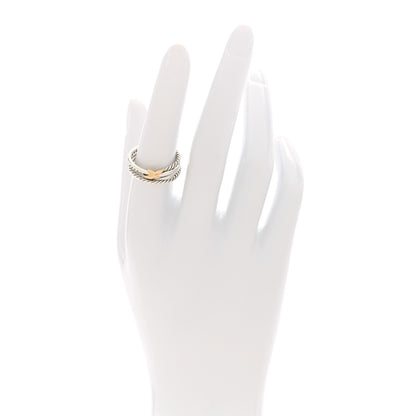 David Yurman Sterling Silver 18K Yellow Gold 6mm X Crossover Ring 54 7 2 of 4