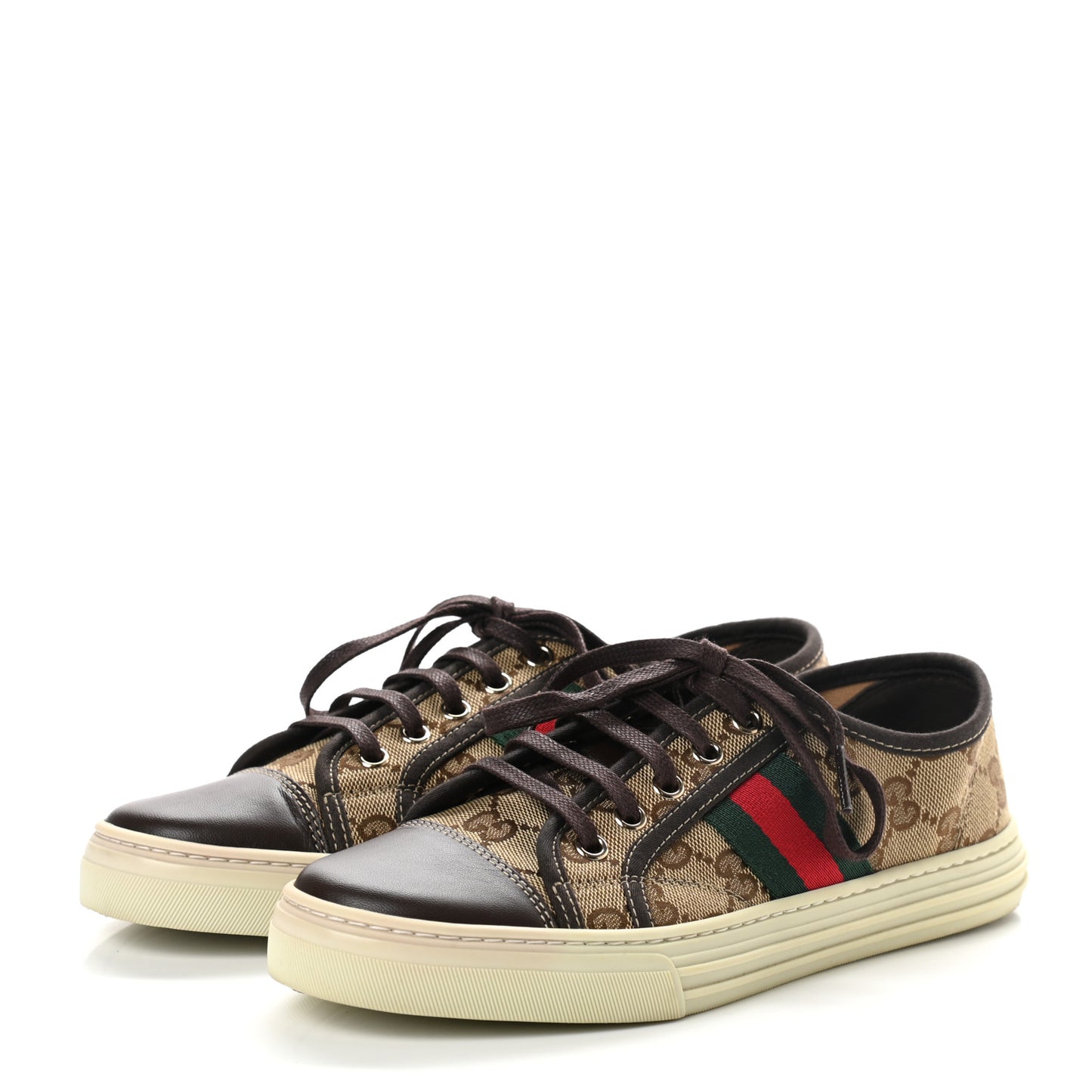 GG Monogram Web Womens Sneakers 36 Brown