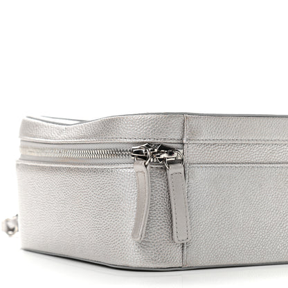 Chanel Metallic Caviar Quilted Large CC Filigree Vanity Case Silver 20 of 23