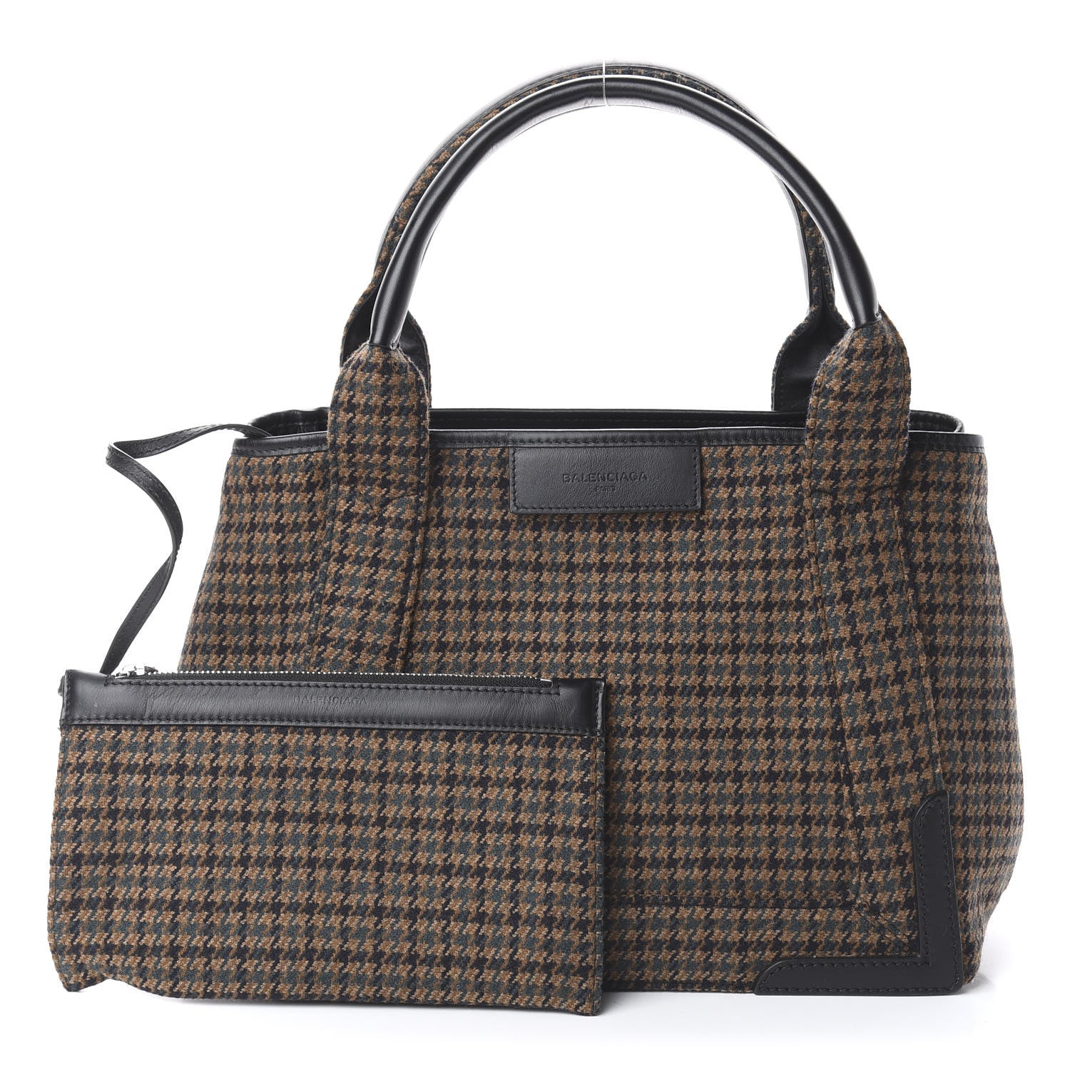 Balenciaga Wool Houndstooth S Navy Cabas 1 of 8