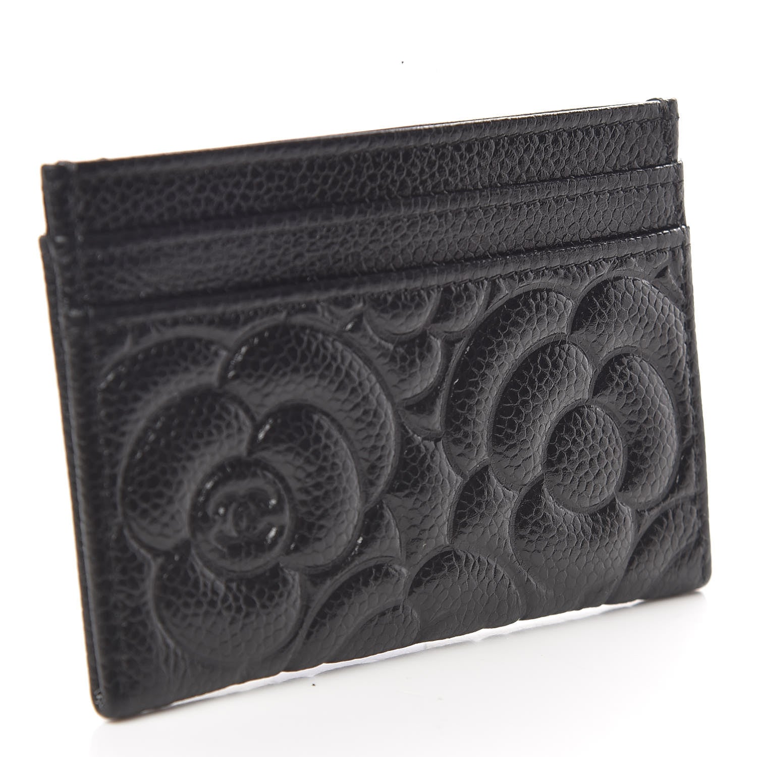 Chanel Caviar Camellia Embossed Card Holder Black 3 of 9
