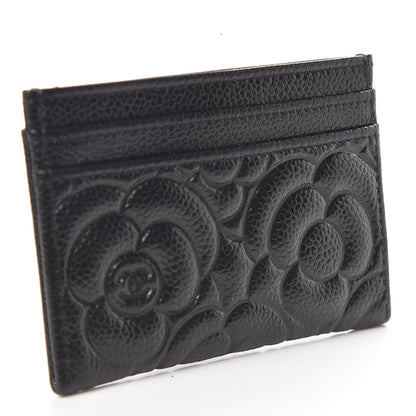 Chanel Caviar Camellia Embossed Card Holder Black 3 of 9