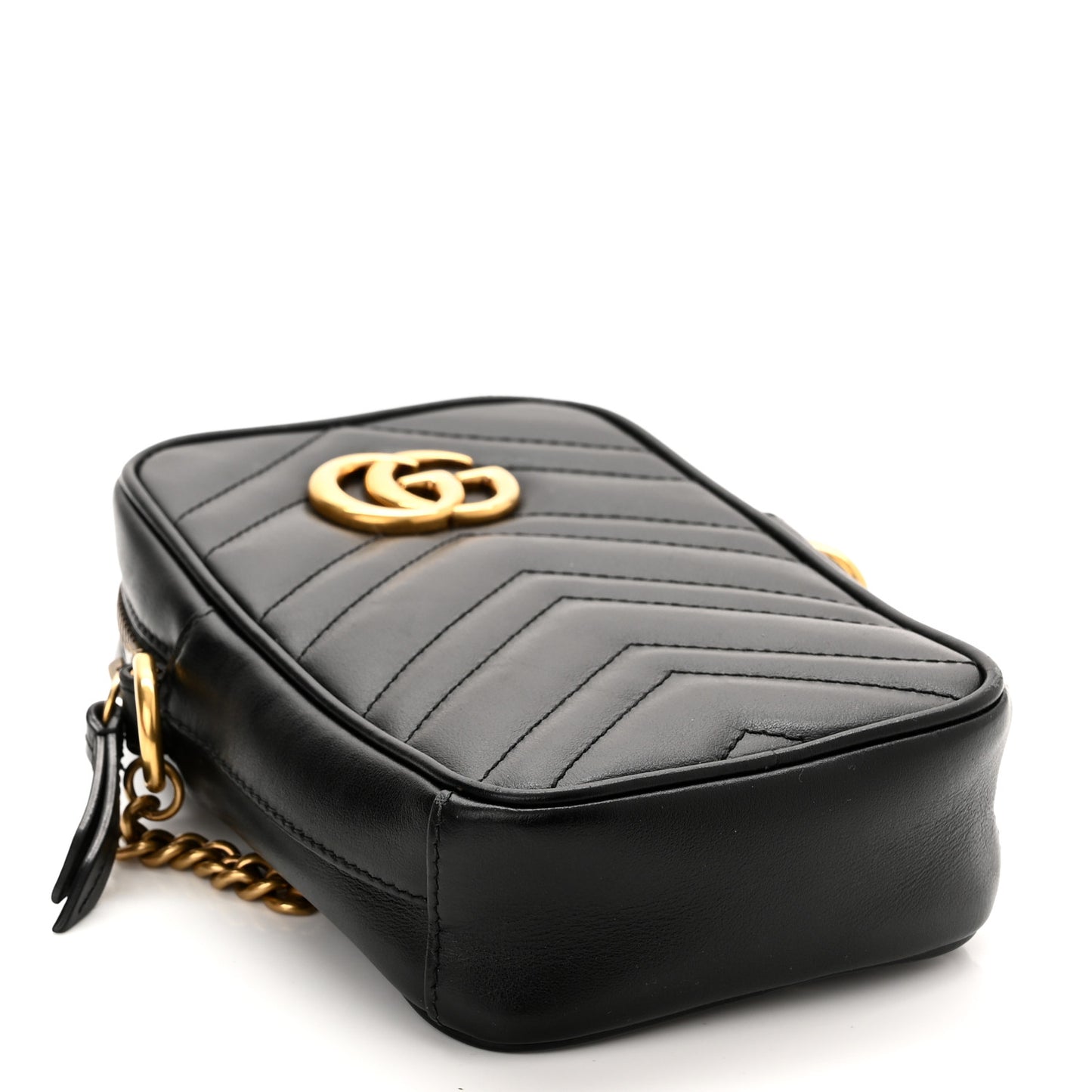 Calfskin Matelasse Mini GG Marmont Crossbody Bag Black