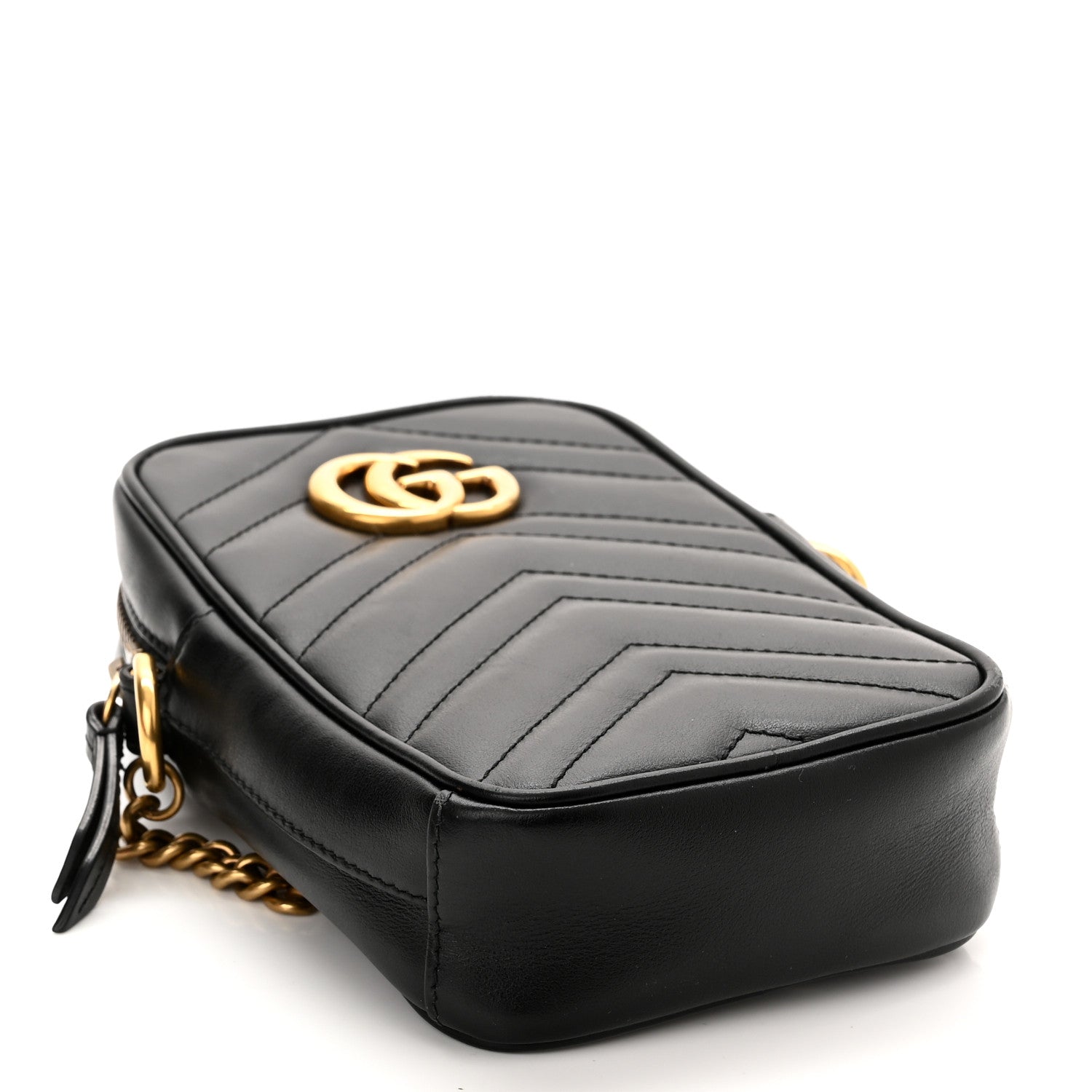 Gucci Calfskin Matelasse Mini GG Marmont Crossbody Bag Black 4 of 10