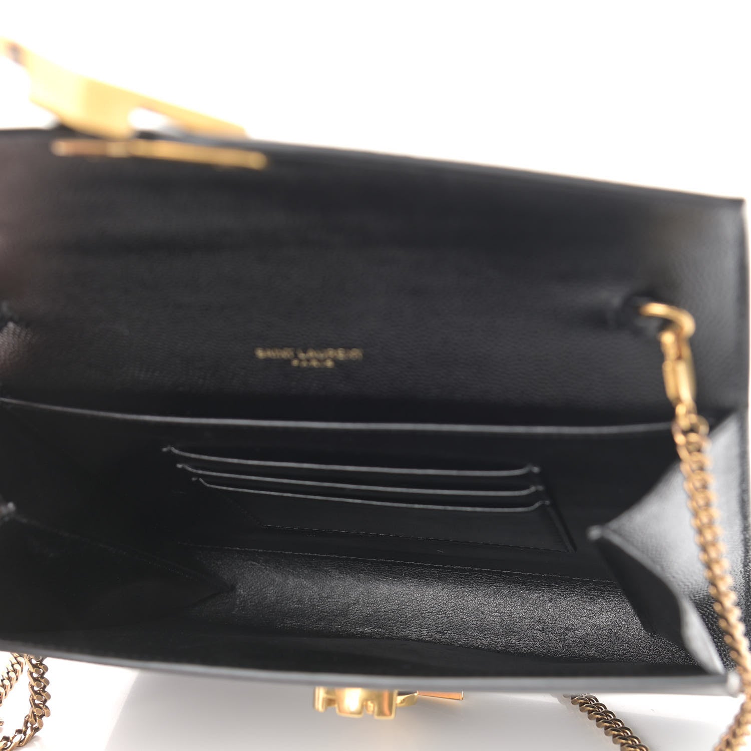Saint Laurent Grain De Poudre Monogram Cassandra Chain Wallet Dark Smog 4 of 8