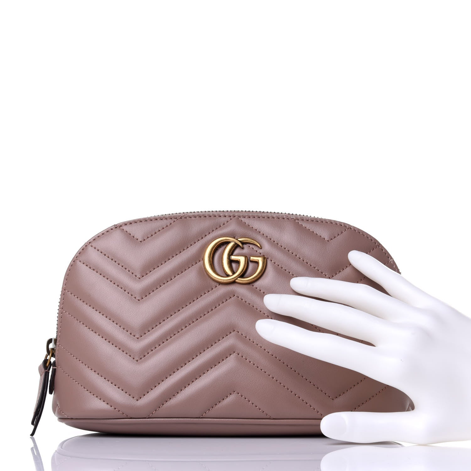 Gucci Calfskin Matelasse Large GG Marmont Pouch Cosmetic Case Porcelain Rose 2 of 8
