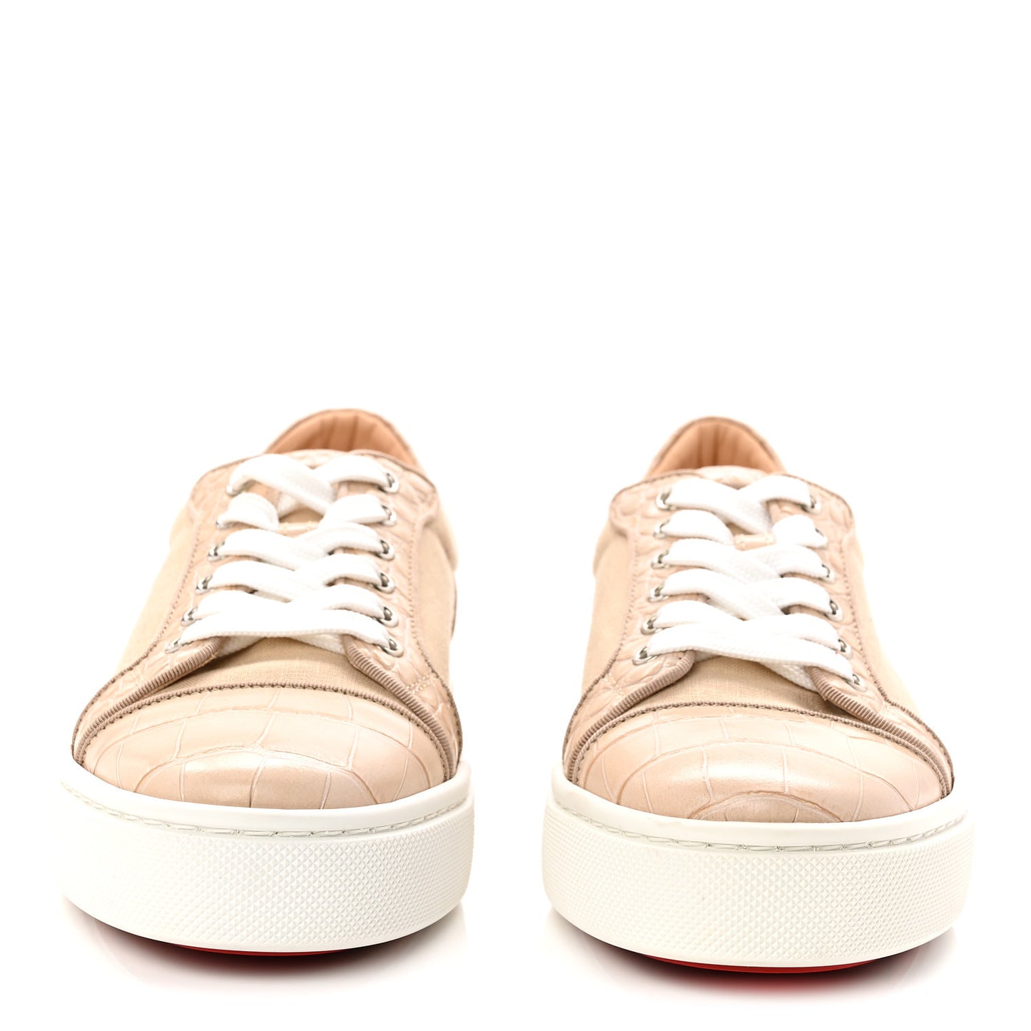 Calfskin Crocodile Embossed Vierissima Orlato Flat Sneakers 38.5 Nougat