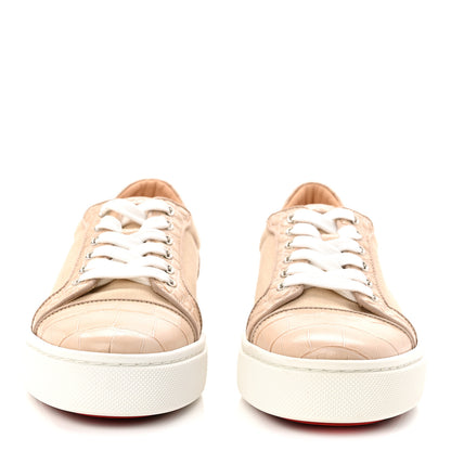 Christian Louboutin Calfskin Crocodile Embossed Vierissima Orlato Flat Sneakers 38.5 Nougat 3 of 9