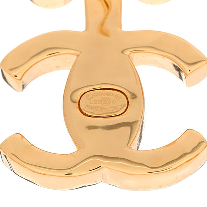 Chanel Crystal Heart CC Earrings Gold 4 of 5