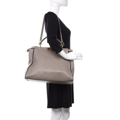Fendi Vitello Seta Suede Plexiglass Tortoise Large Peekaboo Iconic Satchel Asfalto Marrone 3 of 16