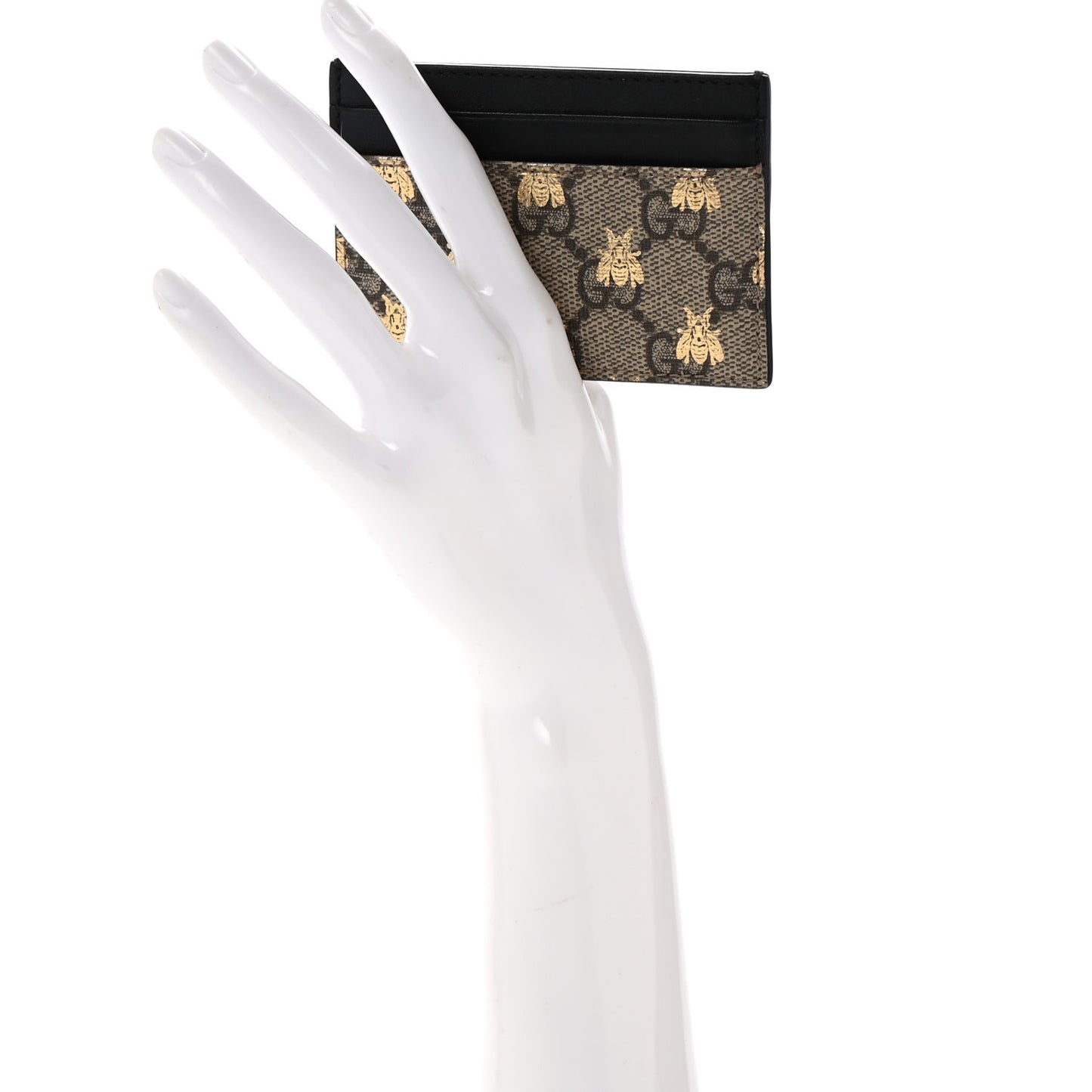 GG Supreme Monogram Bees Card Holder Black