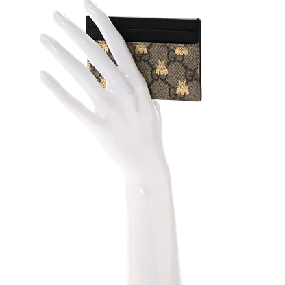 Gucci GG Supreme Monogram Bees Card Holder Black 2 of 9