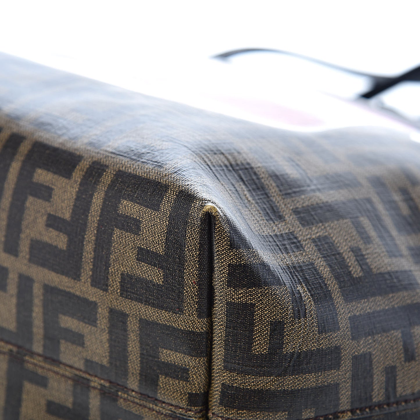 Zucca Spalmati Patent Baguette Print Medium Roll Tote Tobacco