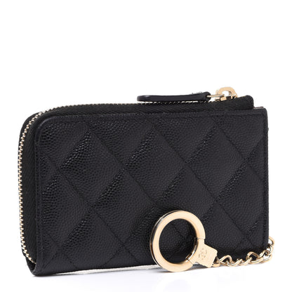 Chanel Caviar Quilted Zipped Key Holder Case Black 3 of 9