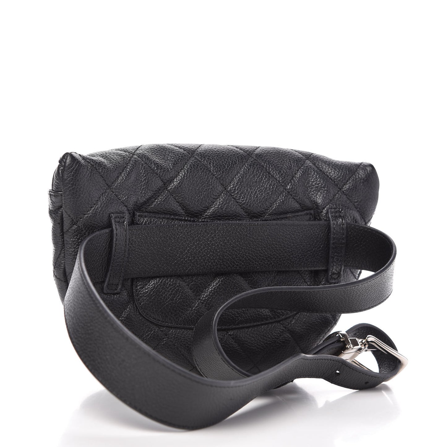 Grained Calfskin Quilted Waist Belt Bag Black