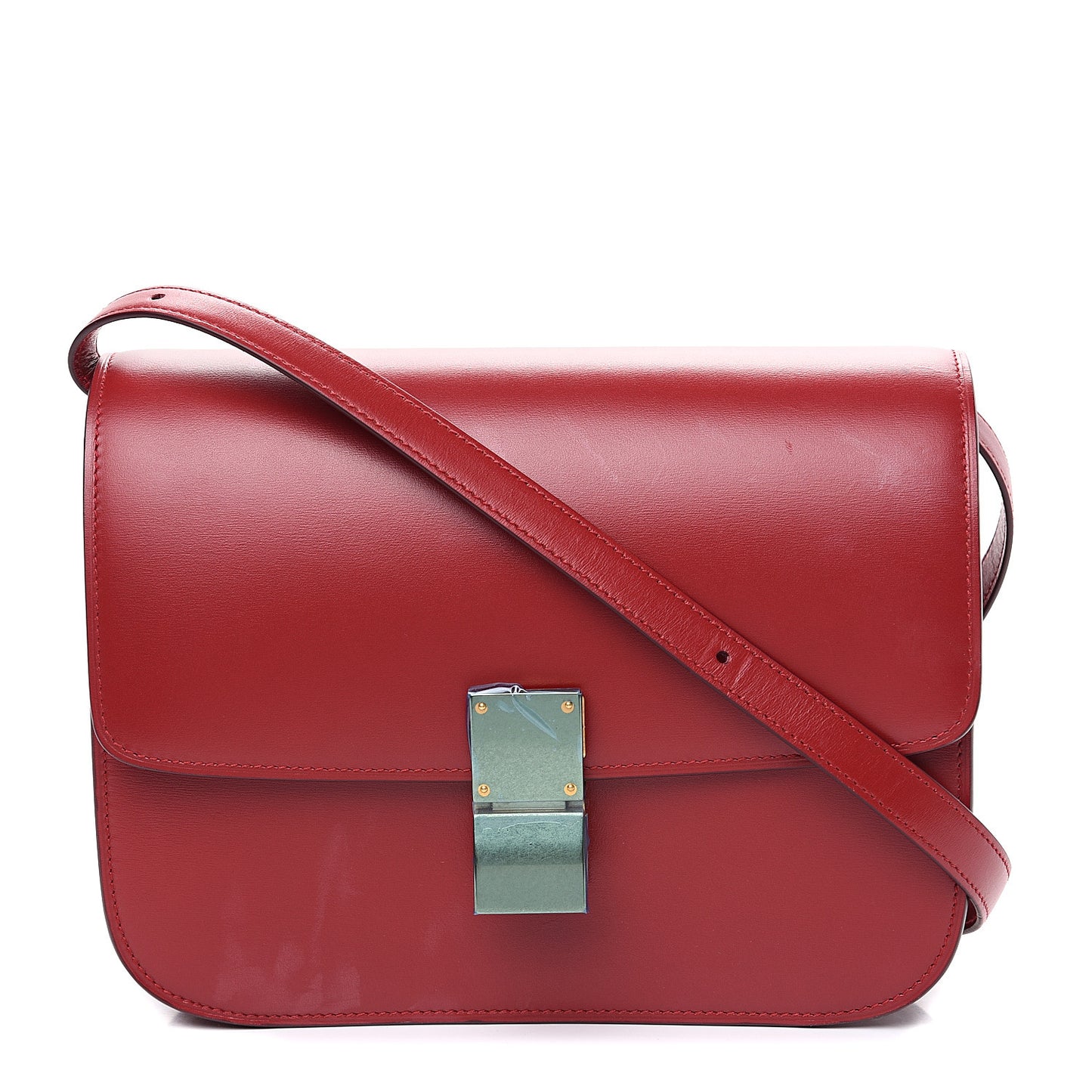 Box Calfskin Medium Classic Box Flap Bag Red