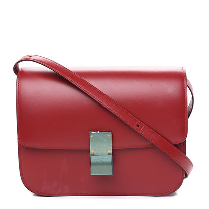 Celine Box Calfskin Medium Classic Box Flap Bag Red 1 of 10