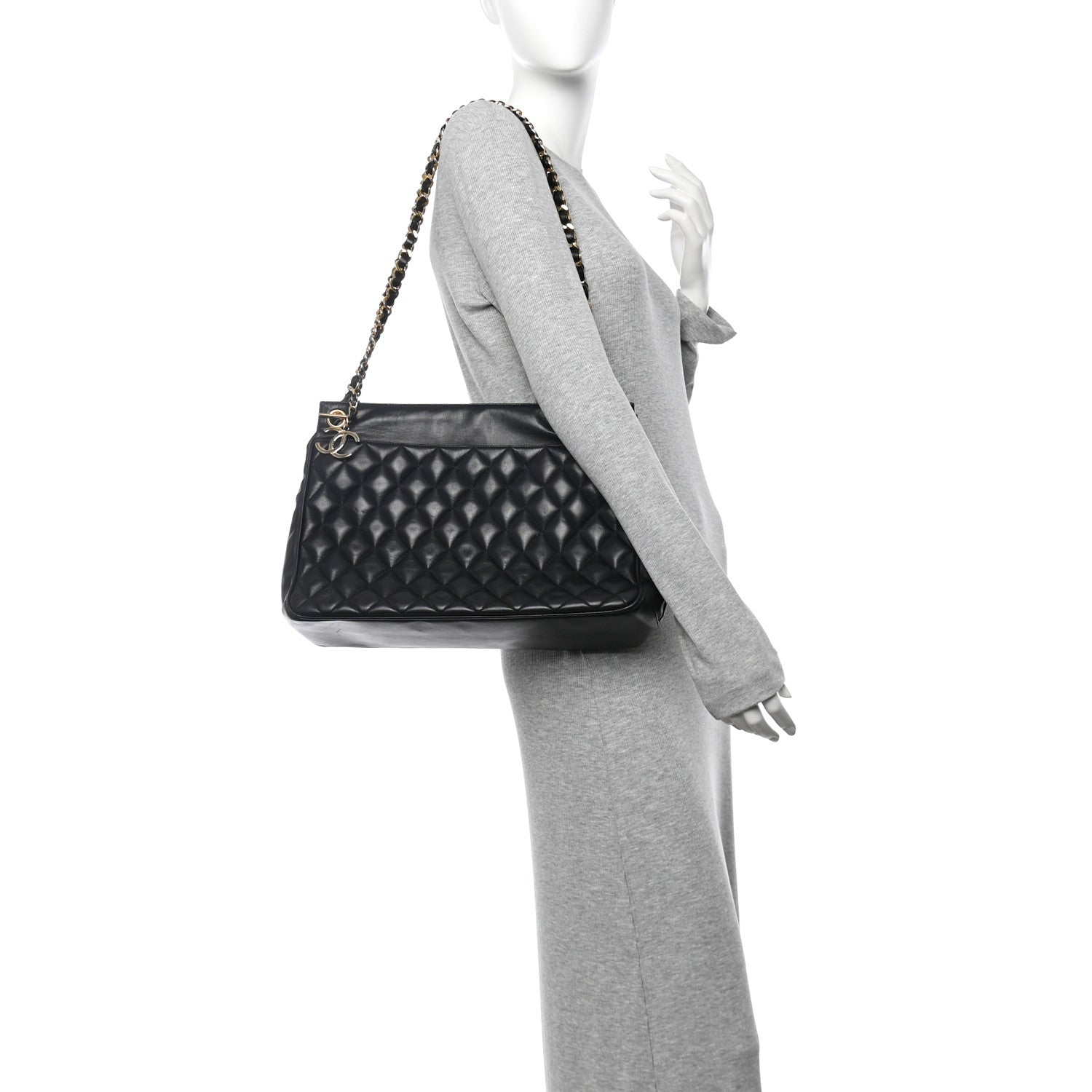 Chanel Lambskin Quilted Shopping Tote Black 2 of 10