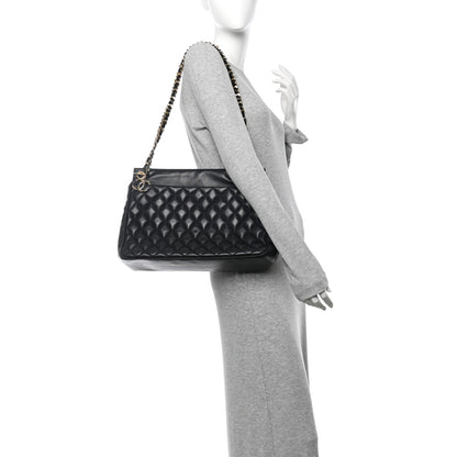 Chanel Lambskin Quilted Shopping Tote Black 2 of 10