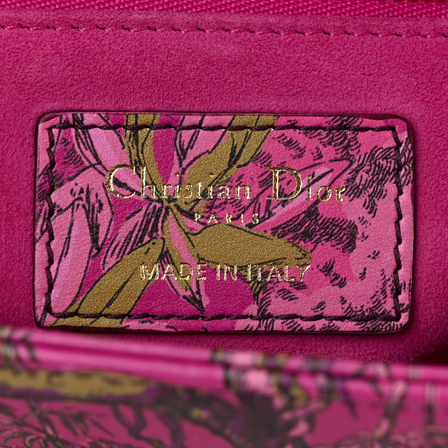 Calfskin Printed Toile De Jouy Medium Lady Dior Pink Multicolor