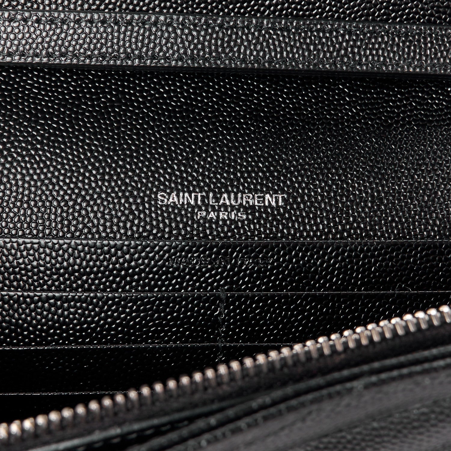Saint Laurent Grain De Poudre Matelasse Chevron Monogram Chain Wallet Black 6 of 11