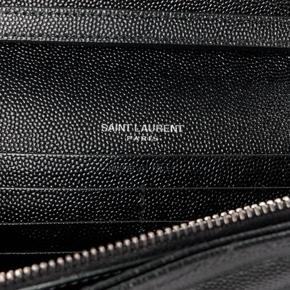 Saint Laurent Grain De Poudre Matelasse Chevron Monogram Chain Wallet Black 6 of 11
