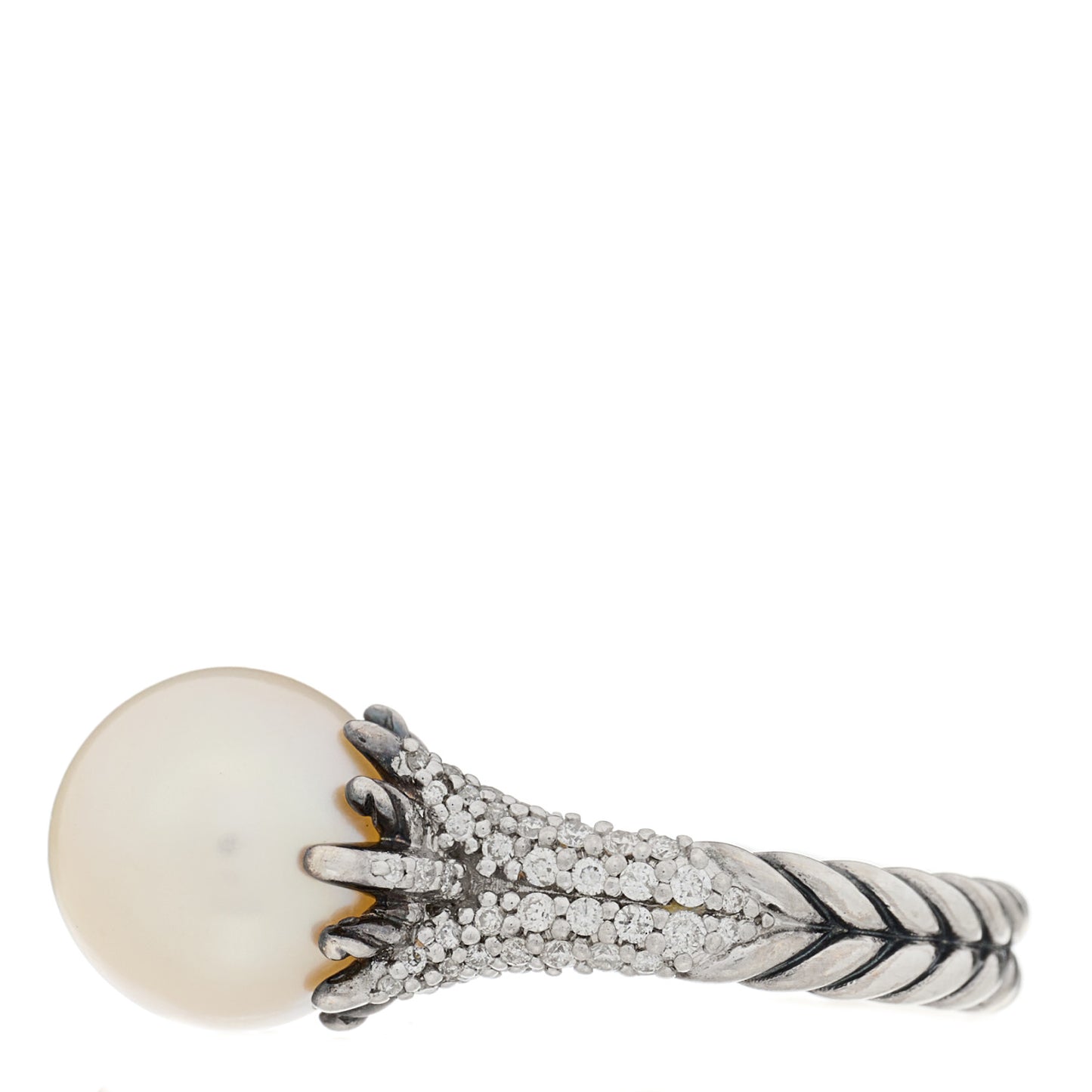 Sterling Silver Diamond Pearl Starburst Ring 52 6